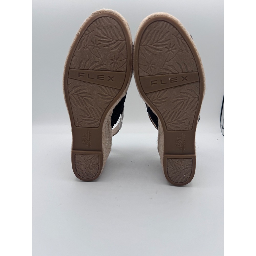 LifeStride Trina Espadrille Wedge Sandals Women 6M Black Snakeskin Slingback - Picture 7 of 8